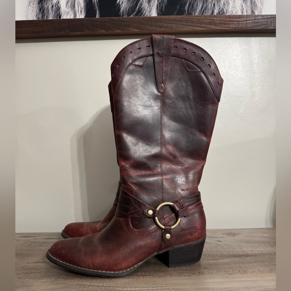 Harley Davidson Women’s Leather Boots 6 1/2M Brown Marlene